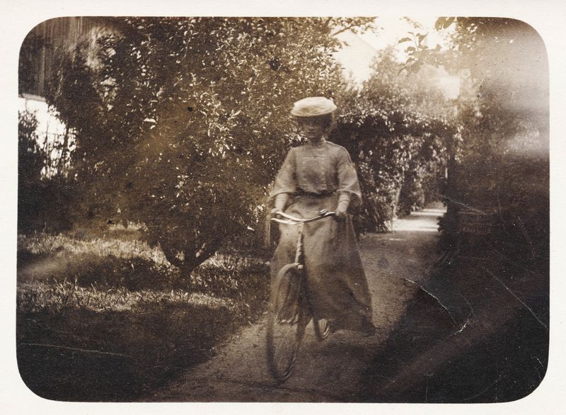woman is cycling